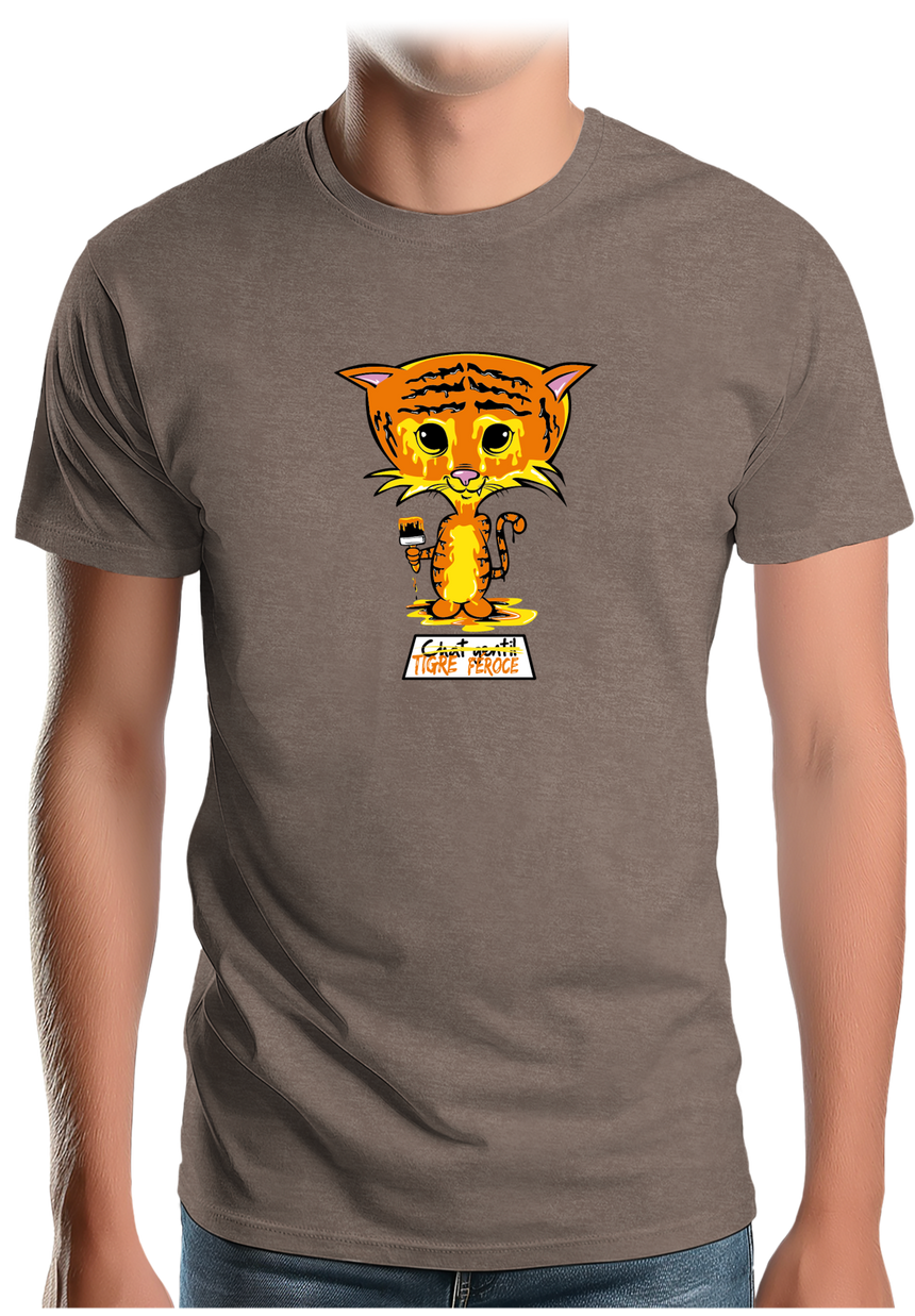 T-Shirt Homme Chat gentil en tigre féroce