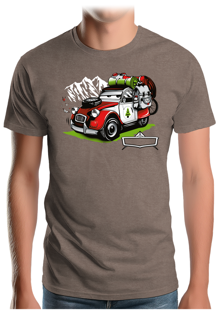 T-Shirt Homme Voiture 2CV à la montagne