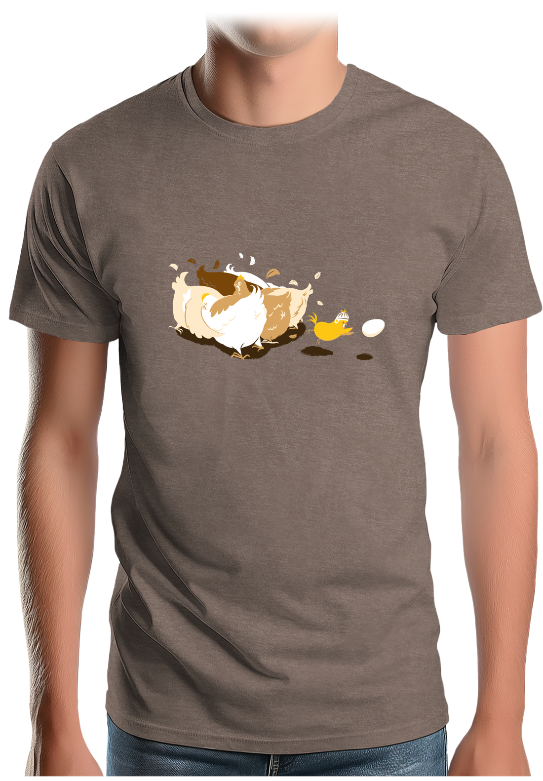 T-Shirt Homme Poule et poussin qui jouent au rugby