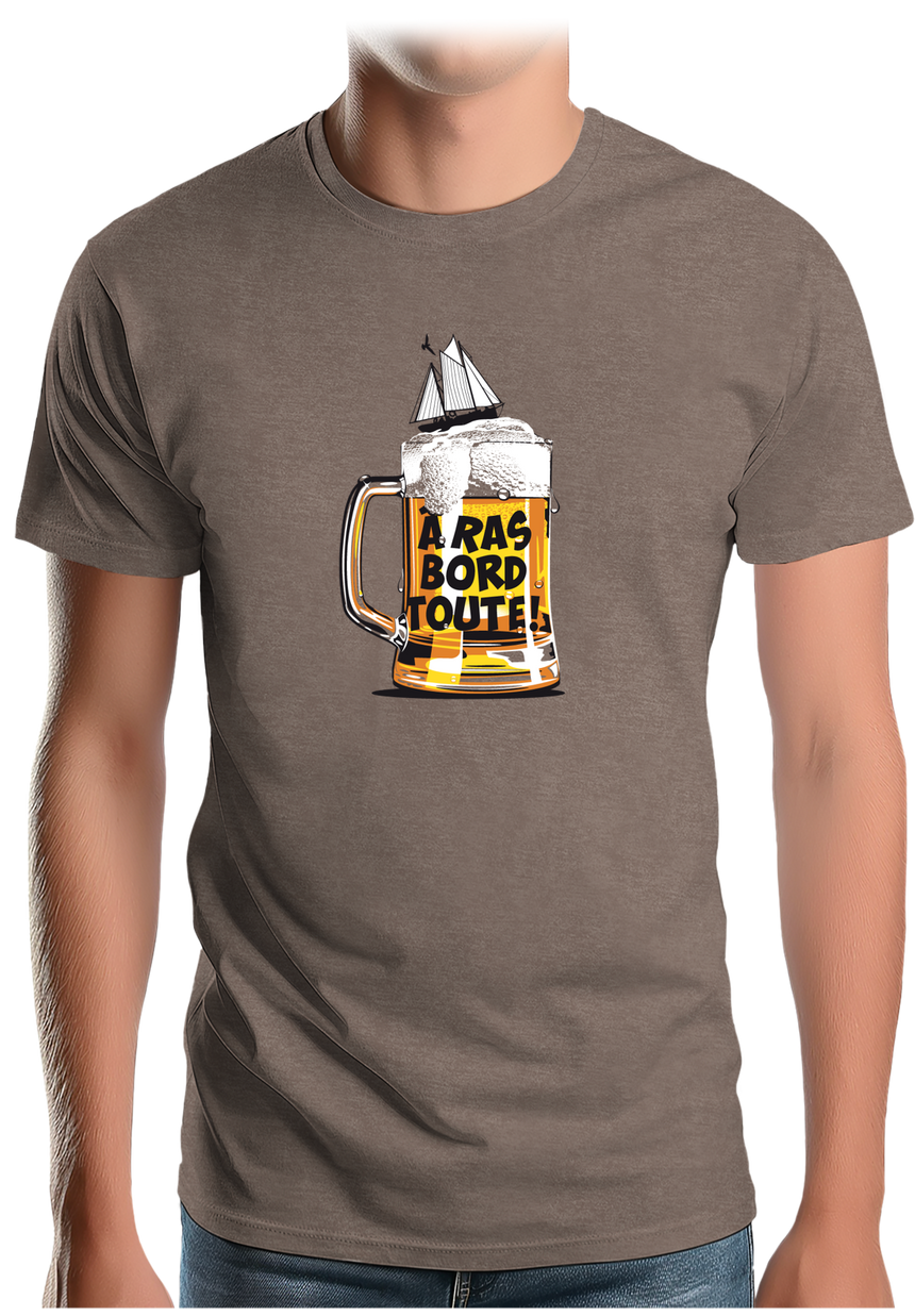T-Shirt Homme Bière à ras bord toute en voilier