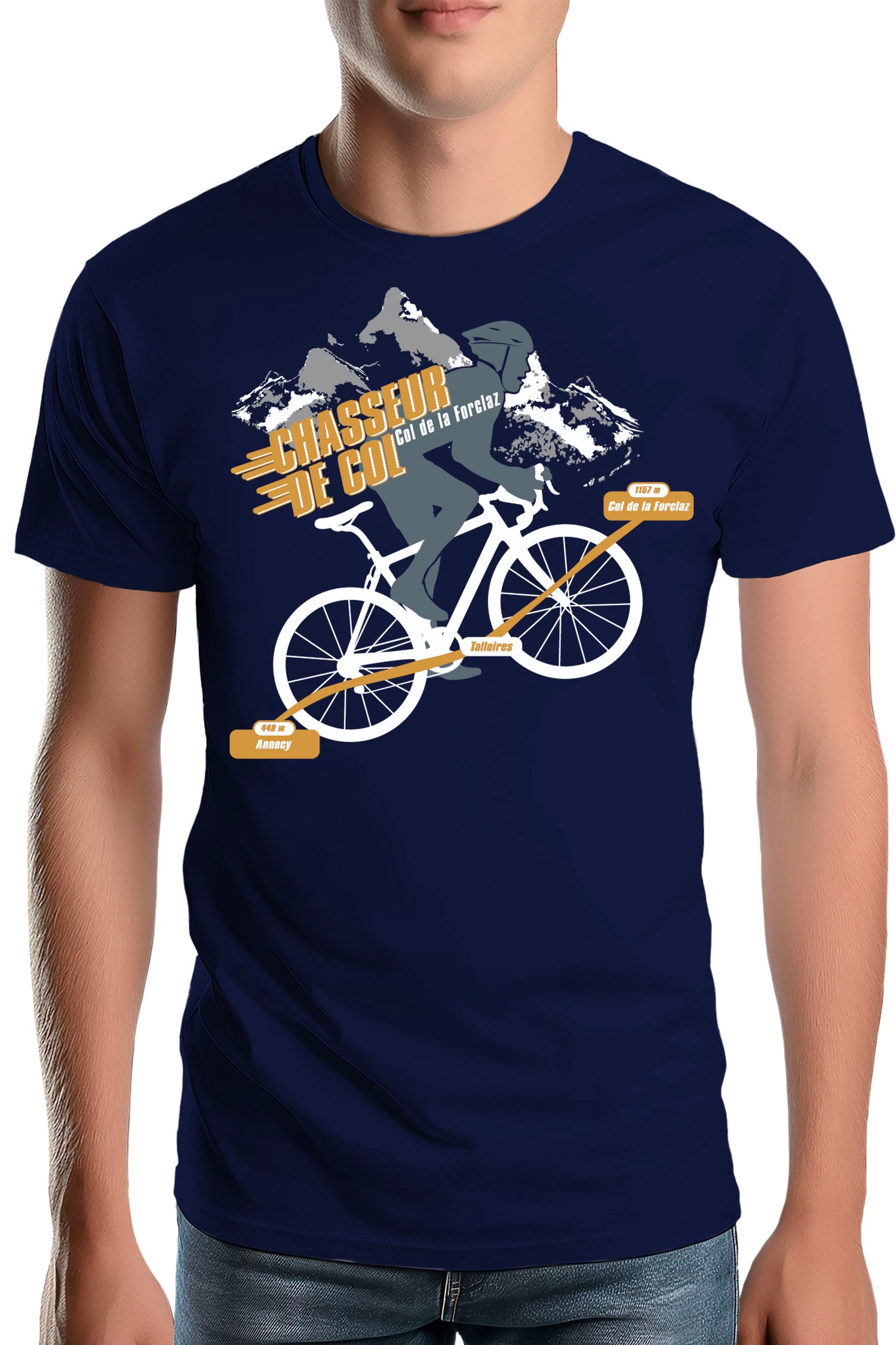 T-Shirt Homme Vélo Chasseur de Col Forclaz