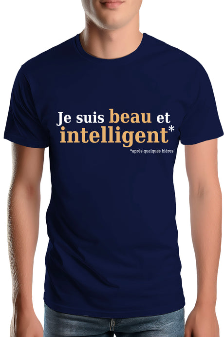 T-Shirt Homme Beau et intelligent Or