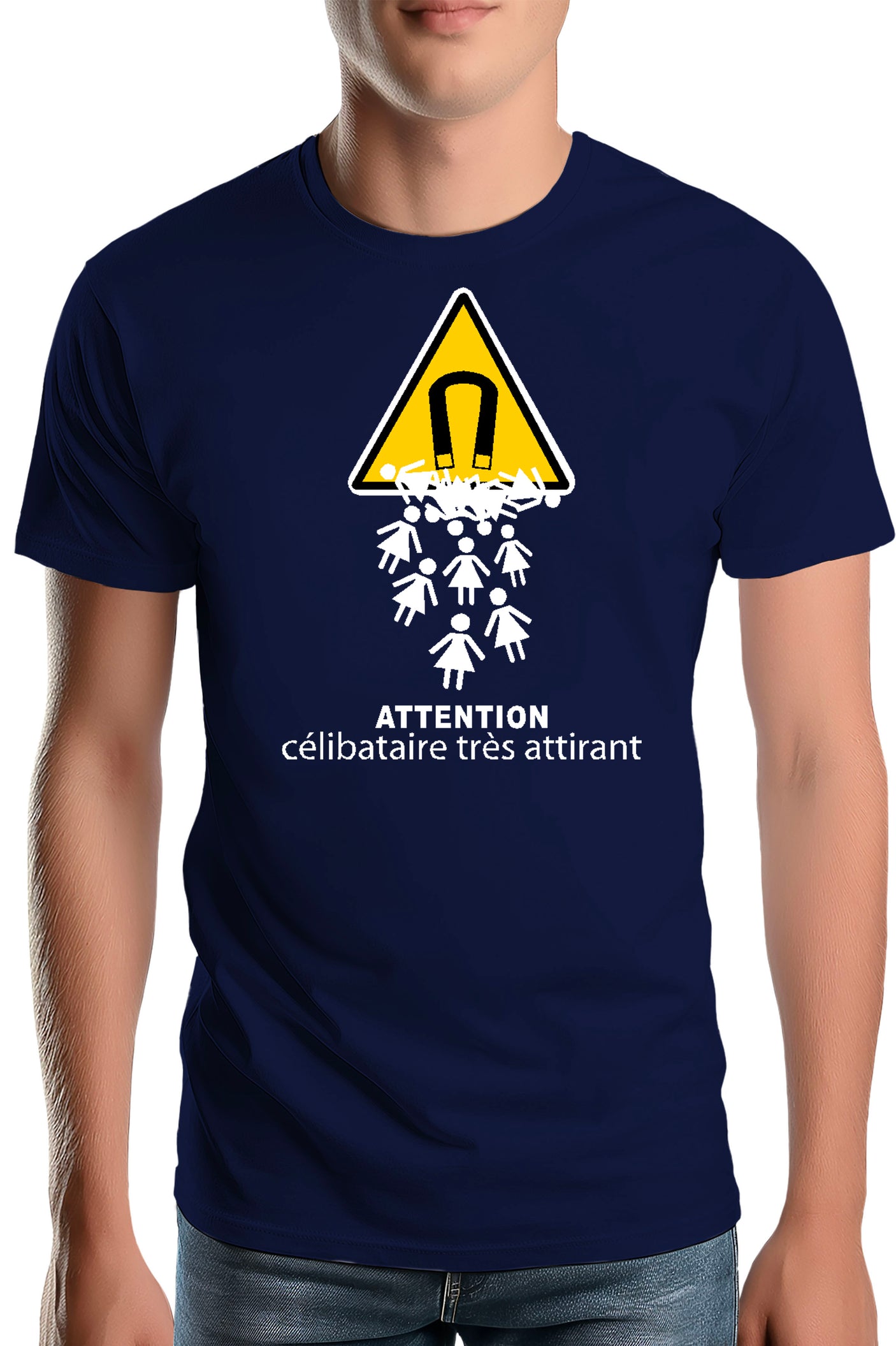 T-Shirt Homme Attention célibataire très attirant