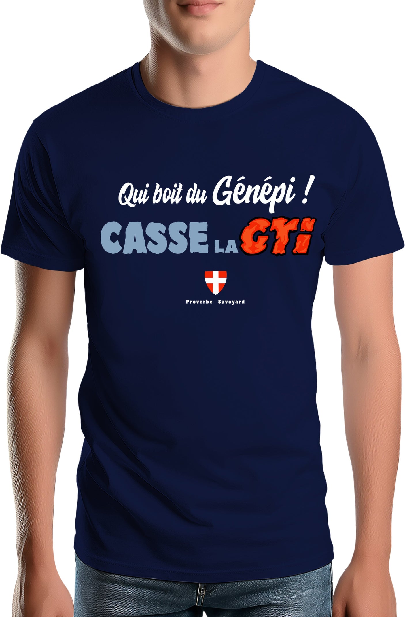 T-Shirt Homme Qui boit le Génépi casse la GTI
