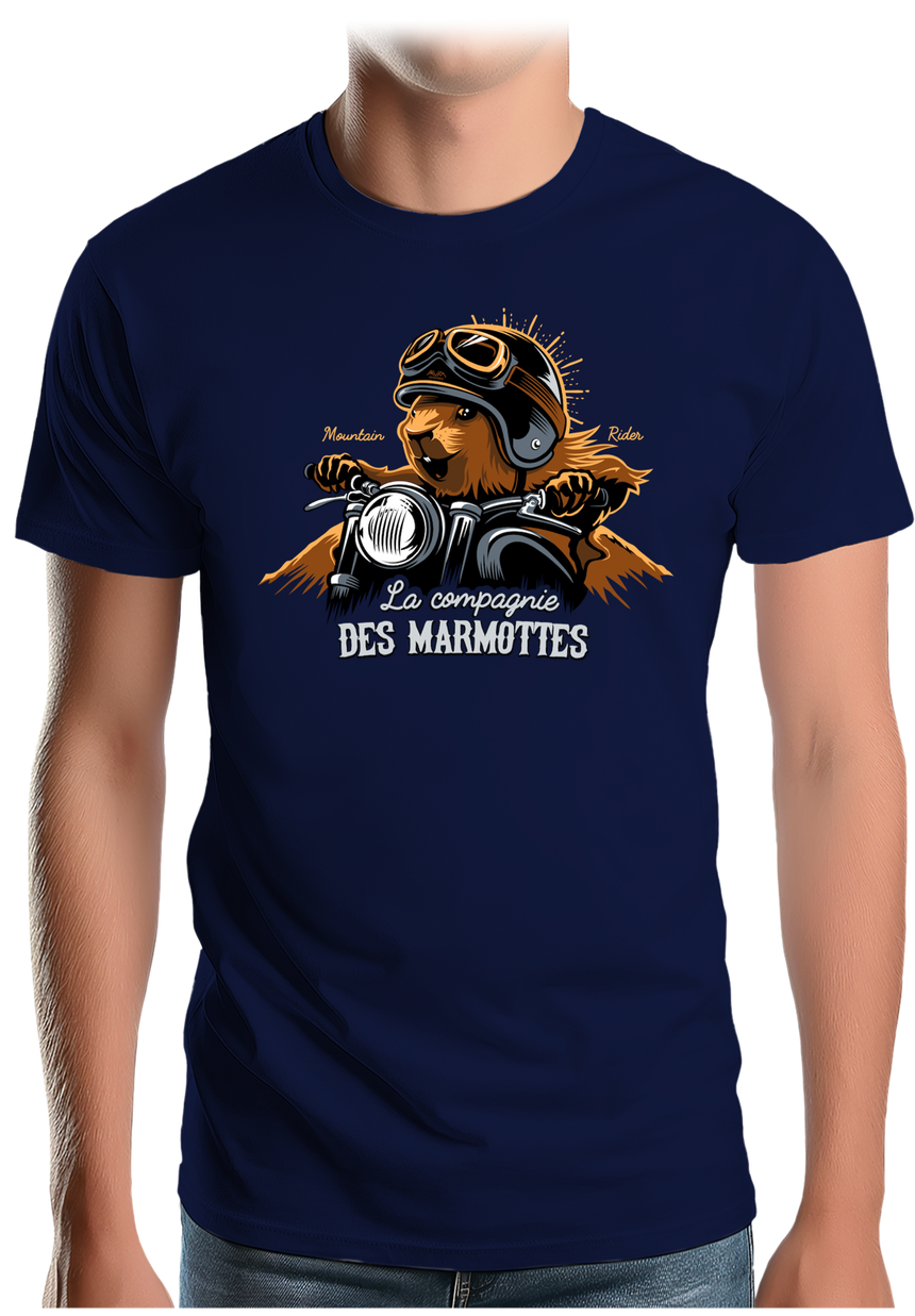 T-Shirt Homme Compagnie des Marmottes en Moto
