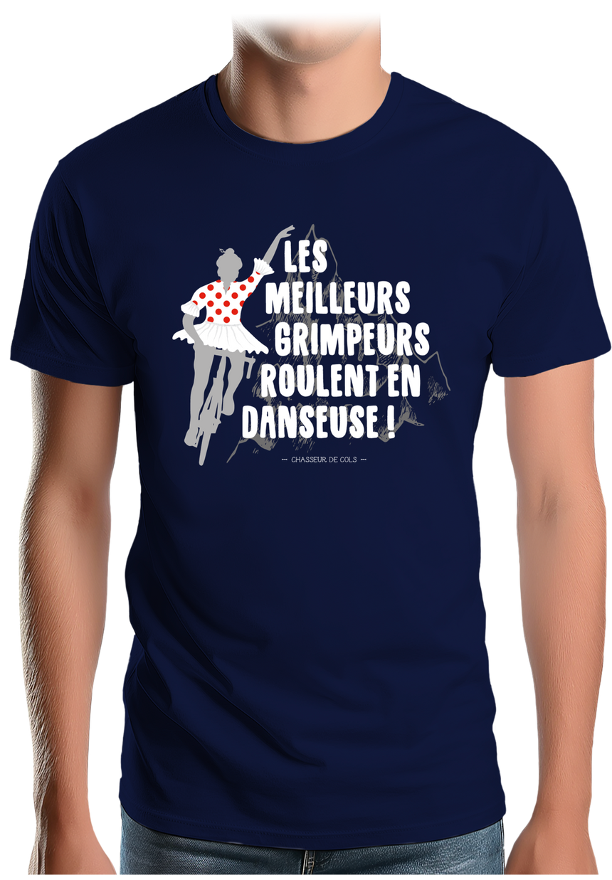 T-Shirt Homme En vélo les meilleurs grimpeurs roulent en danseuse