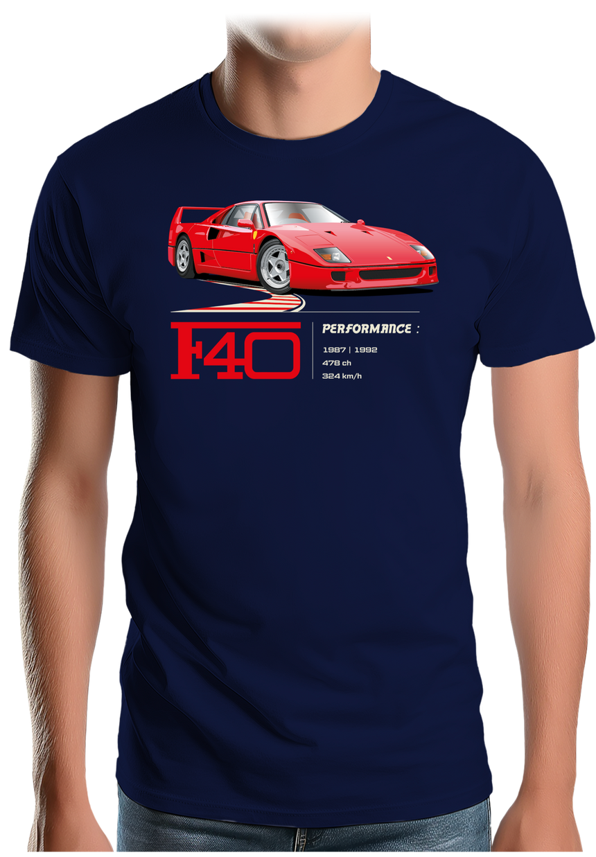 T-Shirt Homme Voiture F40 le V8 iconique