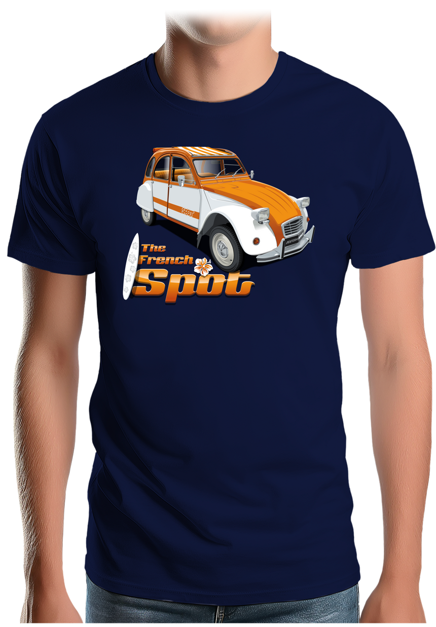 T-Shirt Homme Voiture 2CV French spot sud avec surf