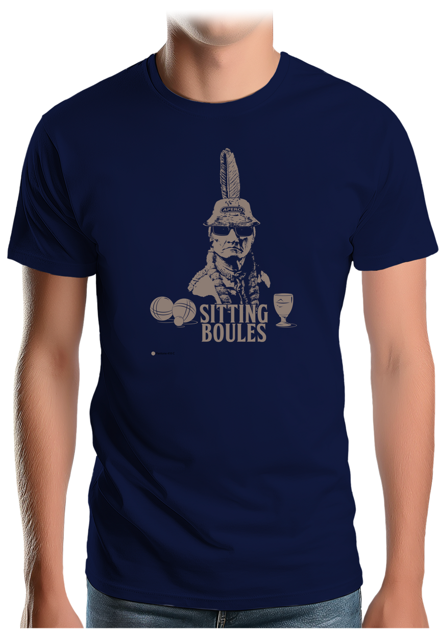 T-Shirt Homme Sitting boules fait l'apéro après la pétanque