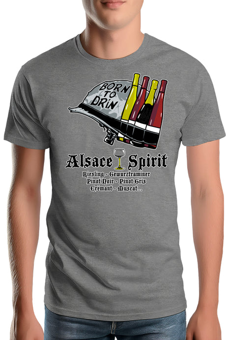 T-Shirt Homme Born To Drink Alsace Spirit