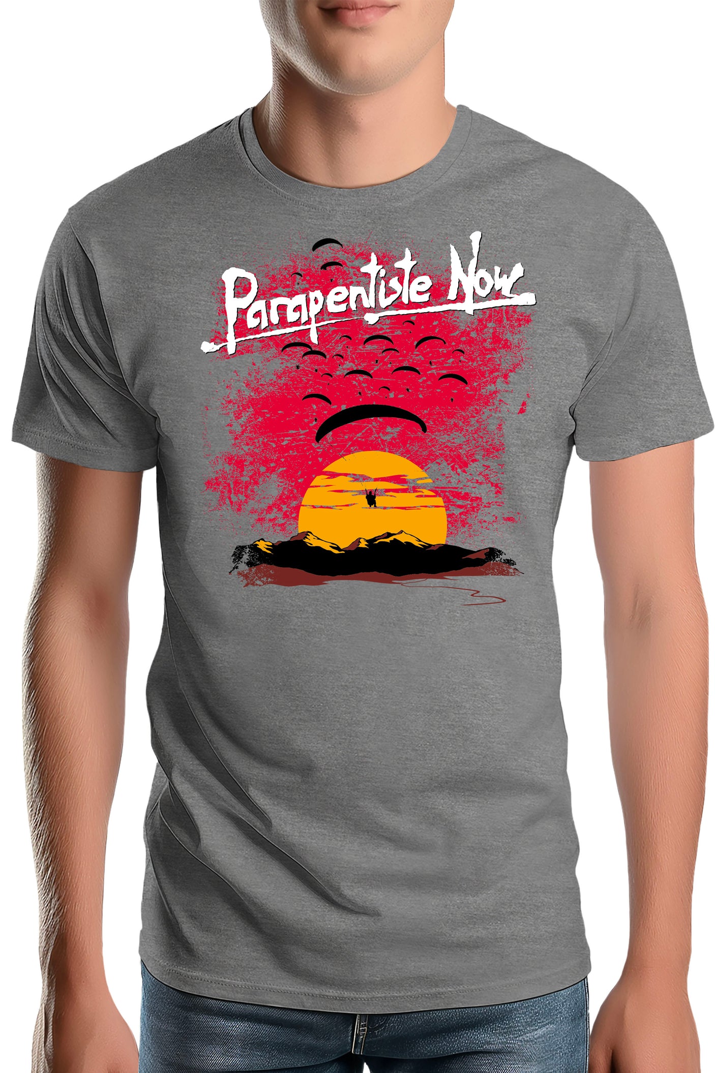 T-Shirt Homme Parapente Coucher De Soleil