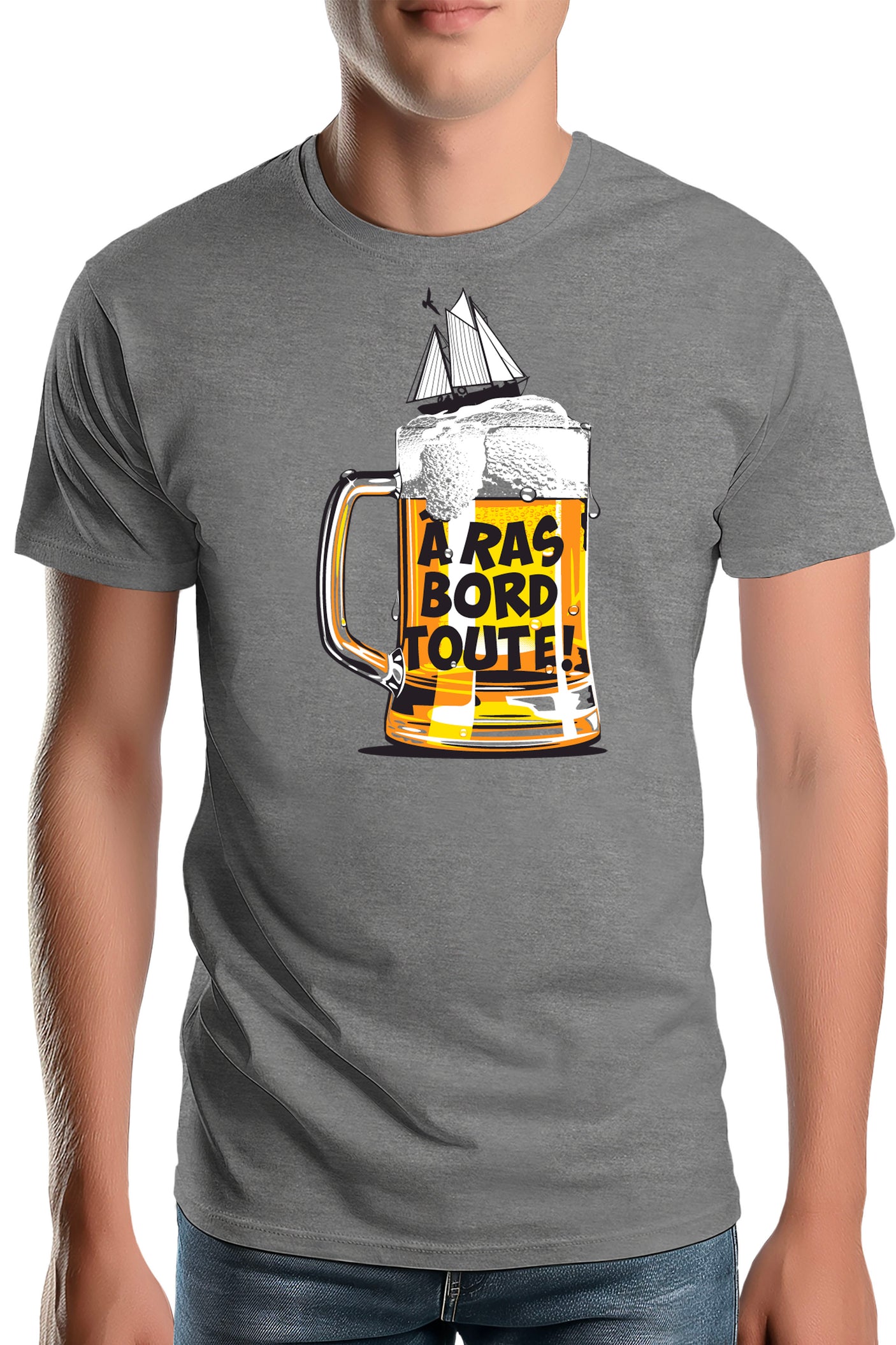 T-Shirt Homme Bière à ras bord toute