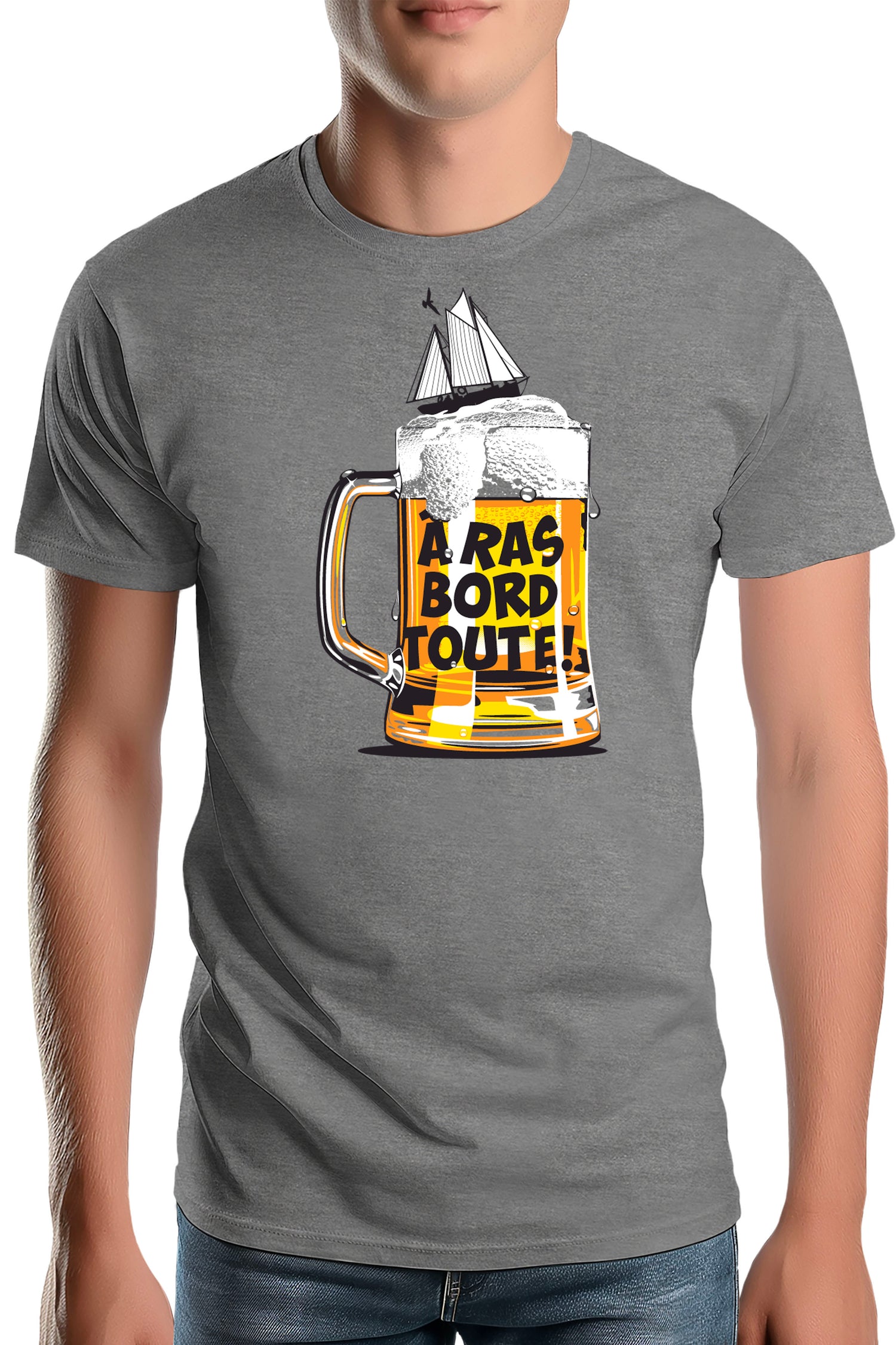 T-Shirt Homme Bière à ras bord toute