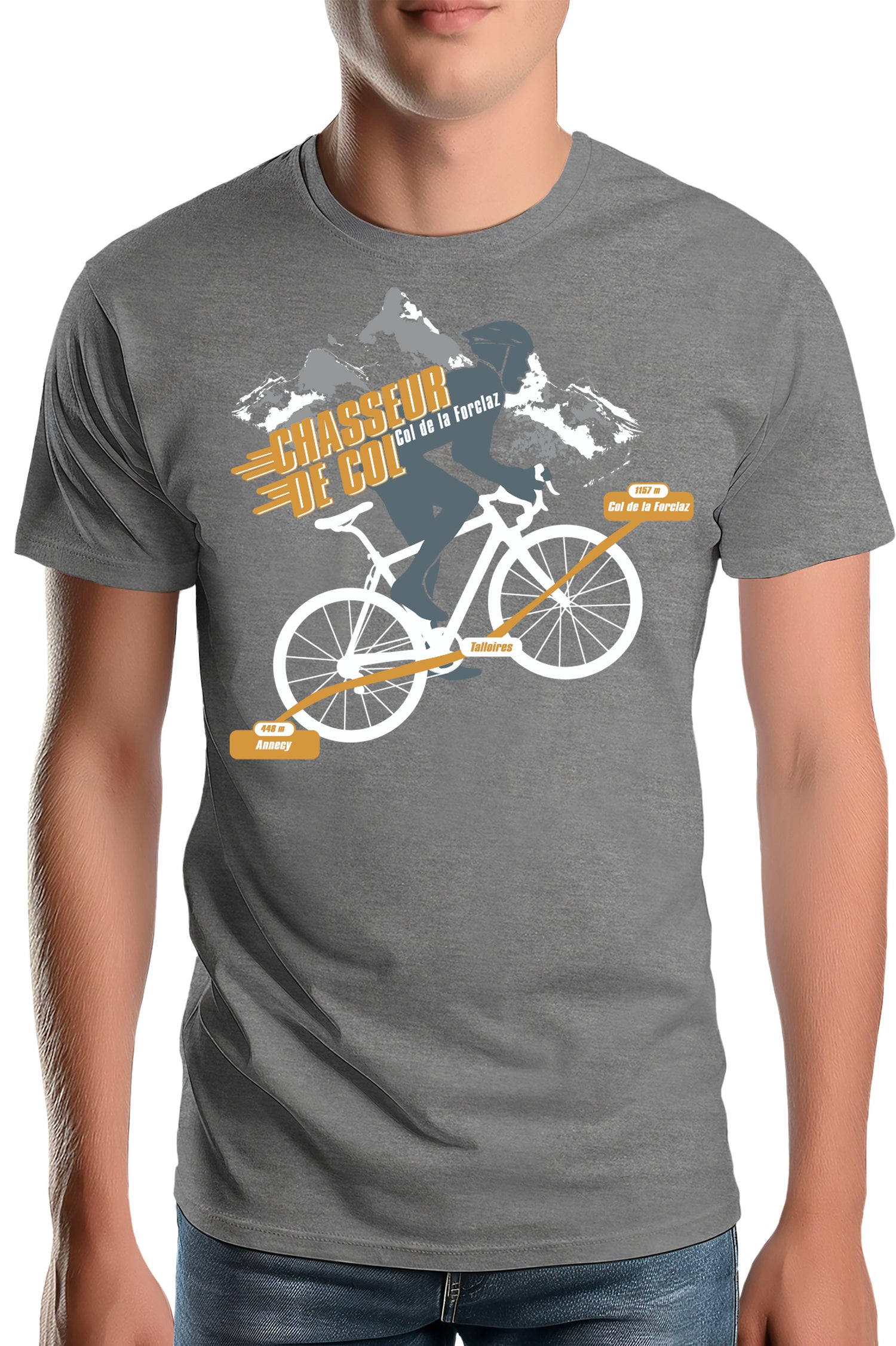 T-Shirt Homme Vélo Chasseur de Col Forclaz