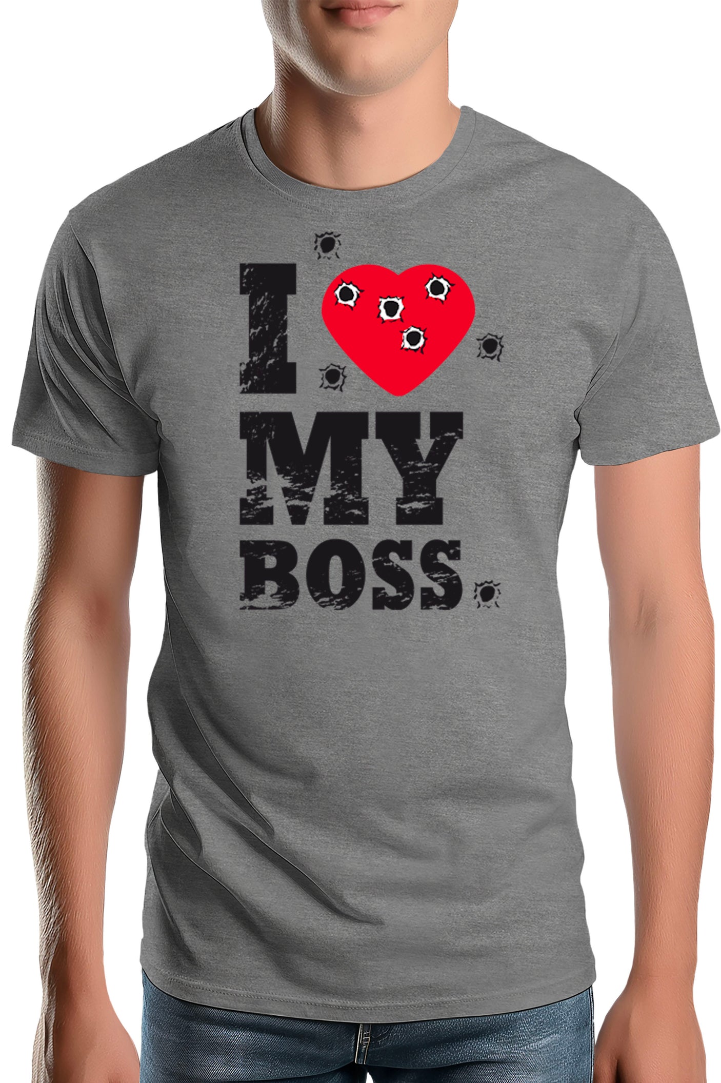 T-Shirt Homme I Love My Boss cible de tire