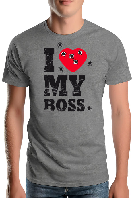 T-Shirt Homme I Love My Boss cible de tire