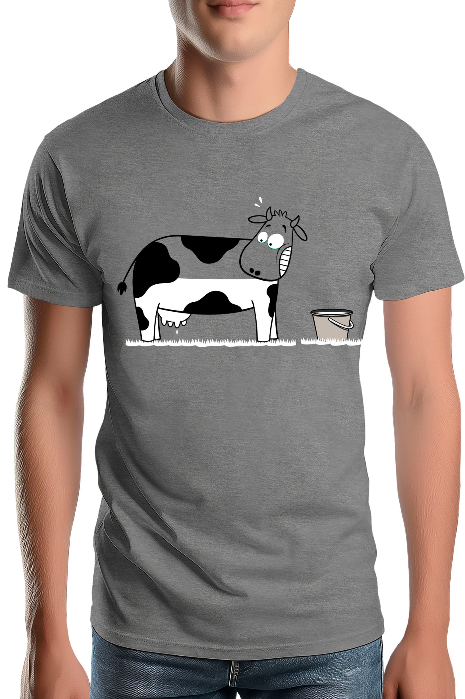 T-Shirt Homme Vache à moitié pleine de lait