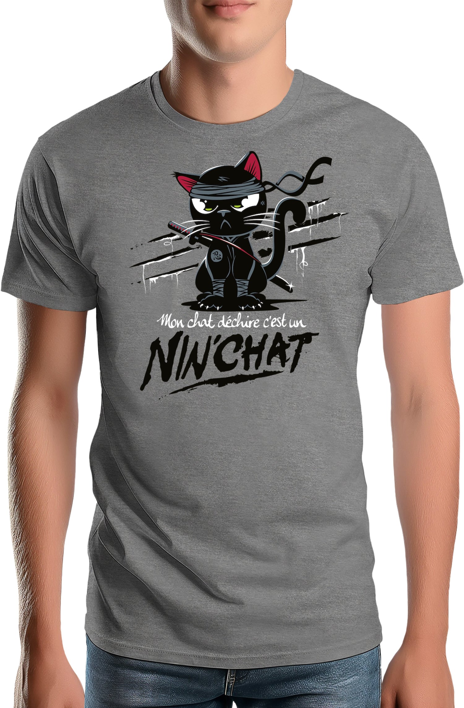 T-Shirt Homme Mon chat déchire tout c'est un Ninja