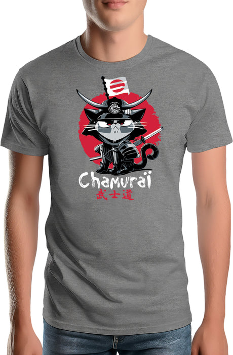T-Shirt Homme Chat en samouraï