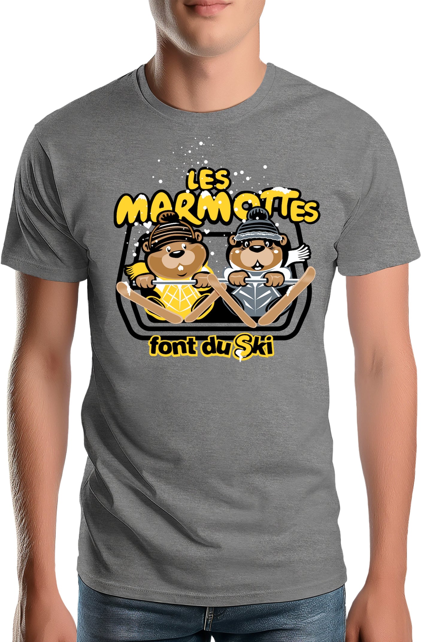 T-Shirt Homme Les marmottes font du ski