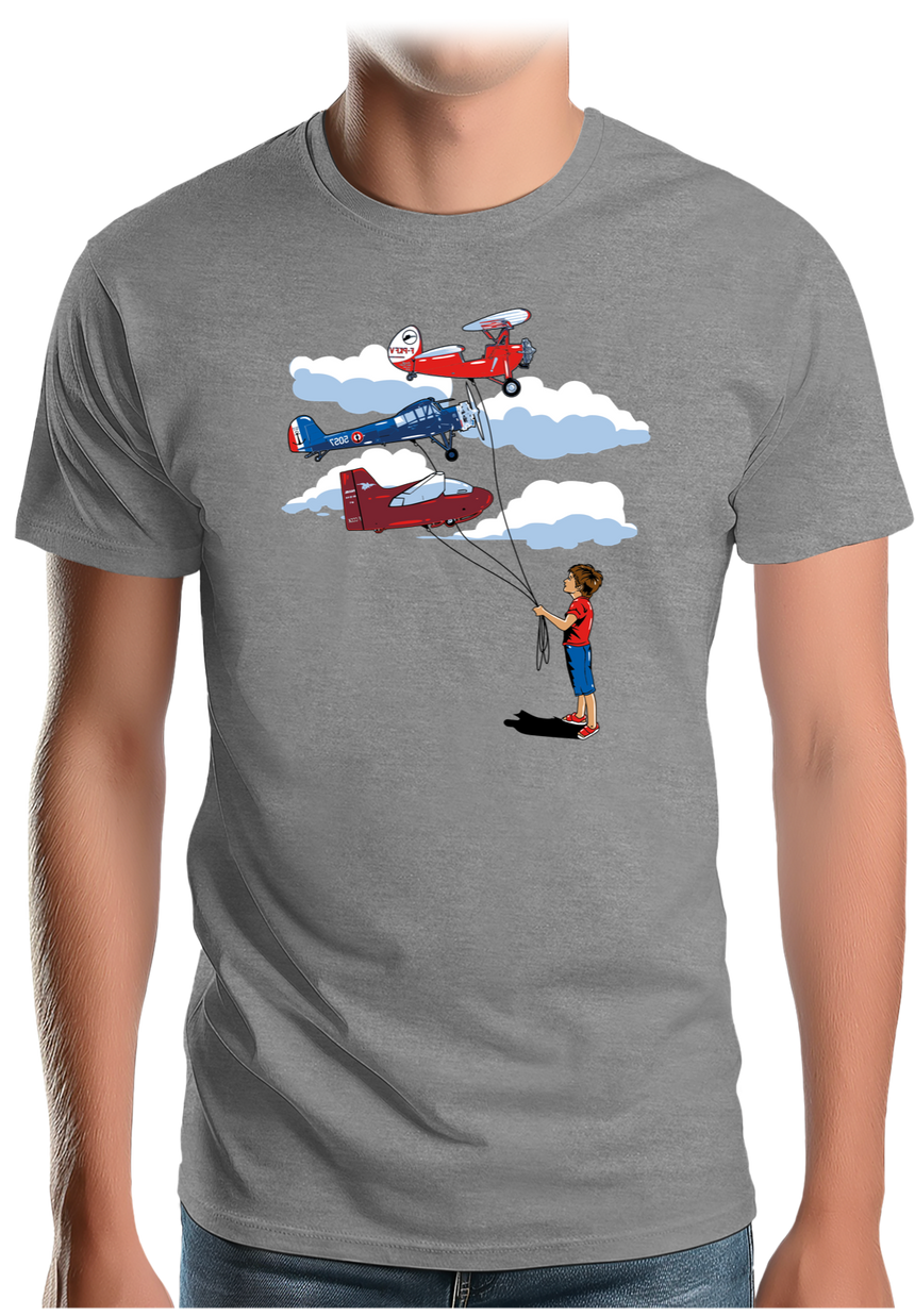 T-Shirt Homme Enfant Avec 3 ballons Avion