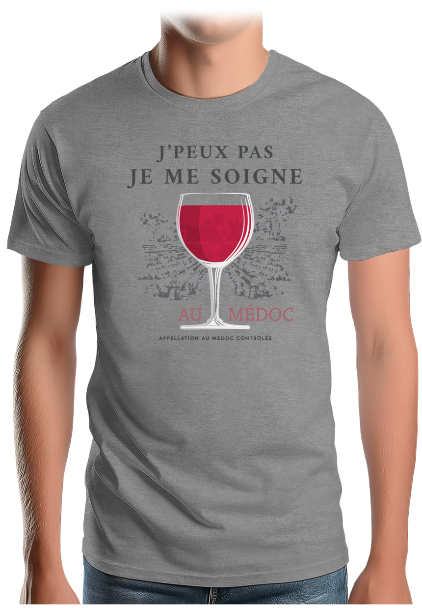 T-Shirt Homme Alcool Je peux pas je me soigne au médoc
