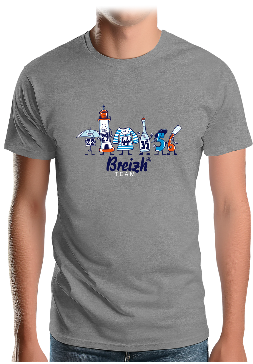 T-Shirt Homme Breizh team, les départements de Bretagne