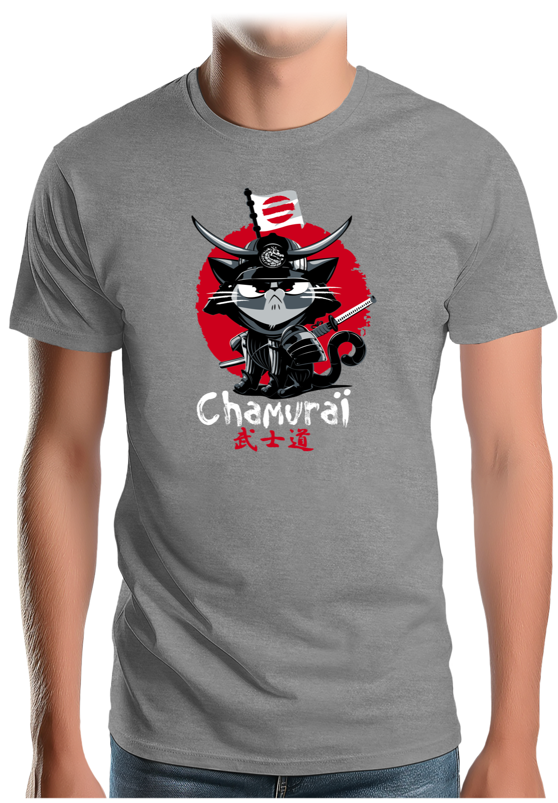 T-Shirt Homme Chat en samouraï