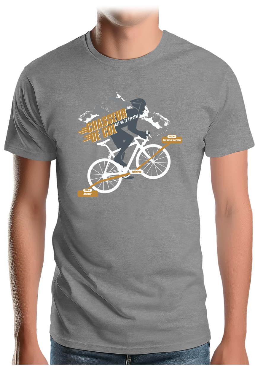 T-Shirt Homme Vélo Chasseur de Col Forclaz