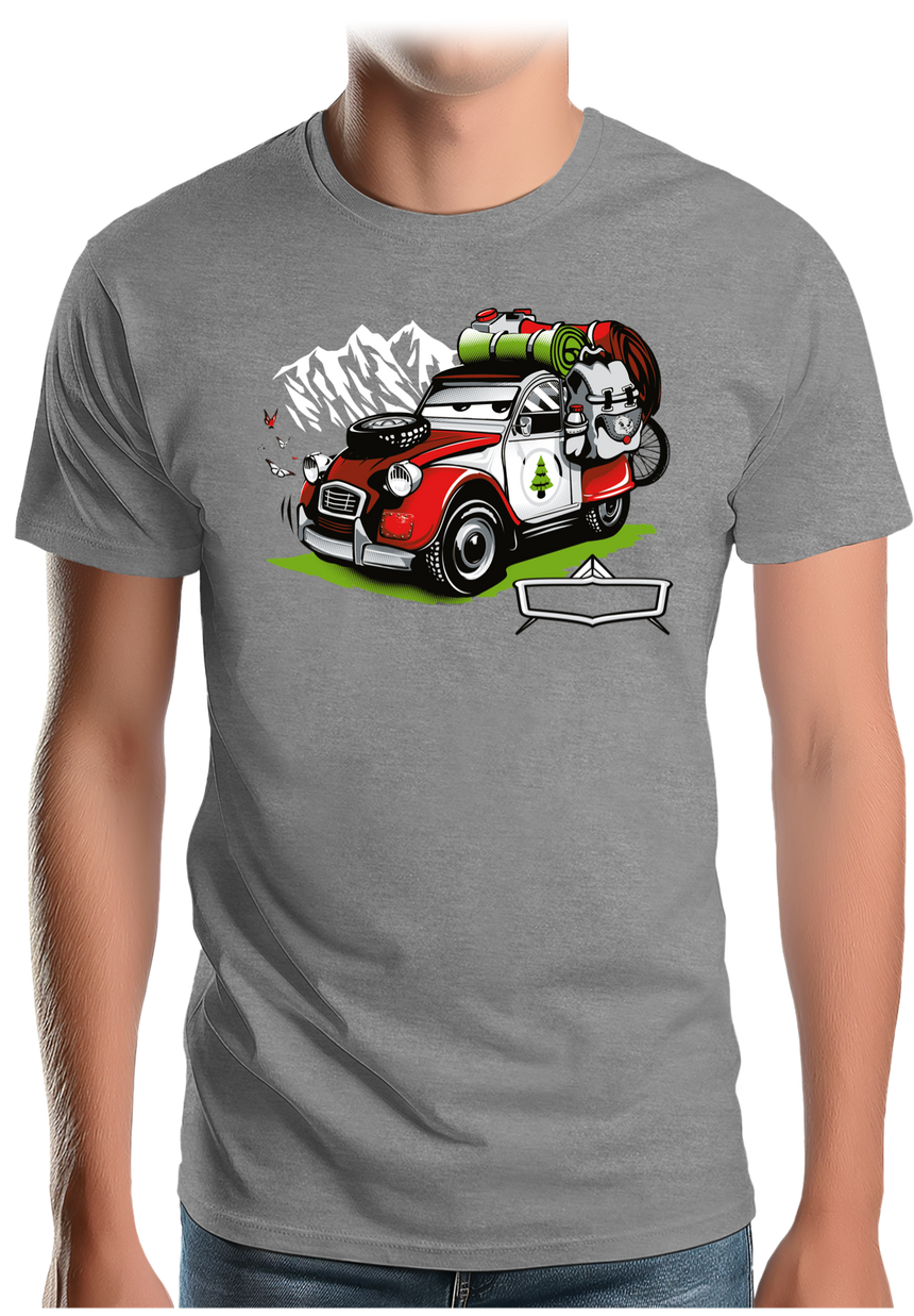 T-Shirt Homme Voiture 2CV à la montagne