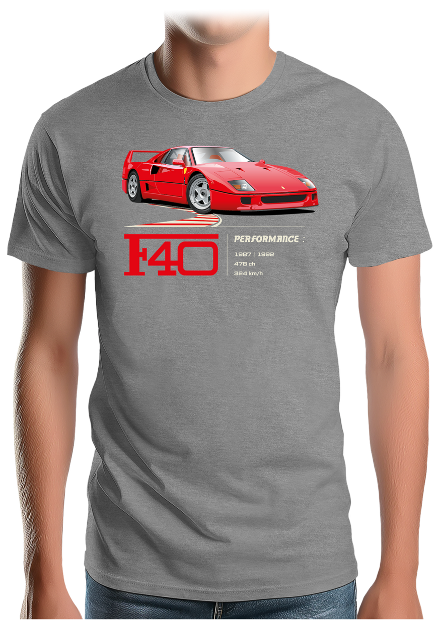 T-Shirt Homme Voiture F40 le V8 iconique
