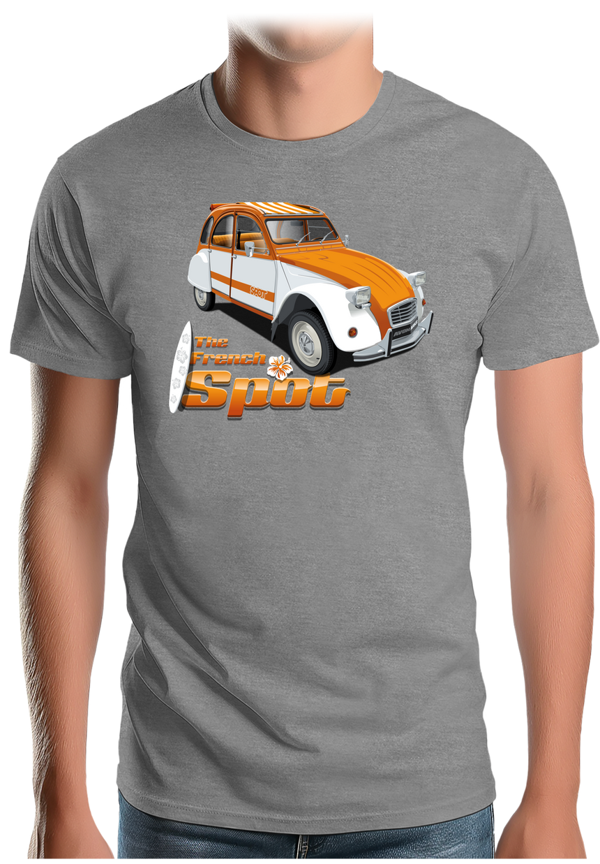 T-Shirt Homme Voiture 2CV French spot sud avec surf