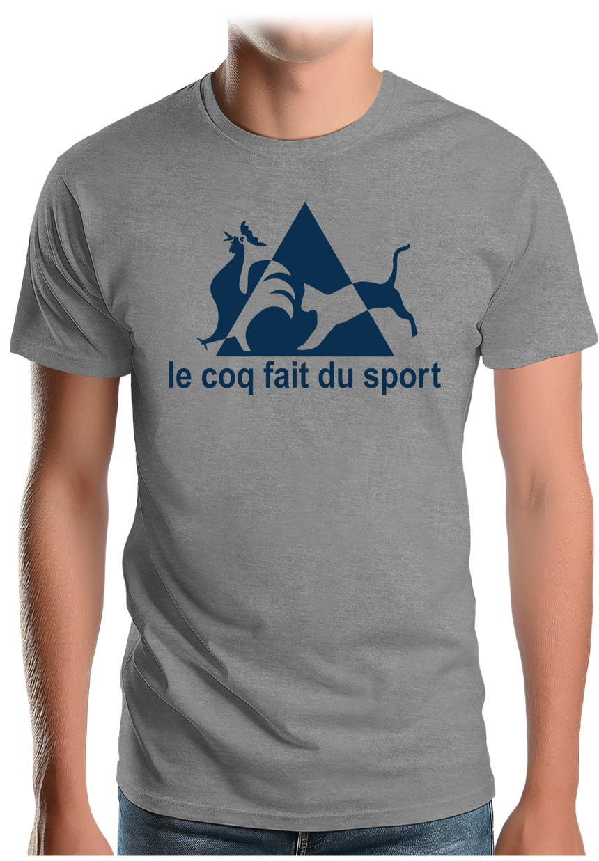 T-Shirt Homme Le coq fait du sport avec un chat
