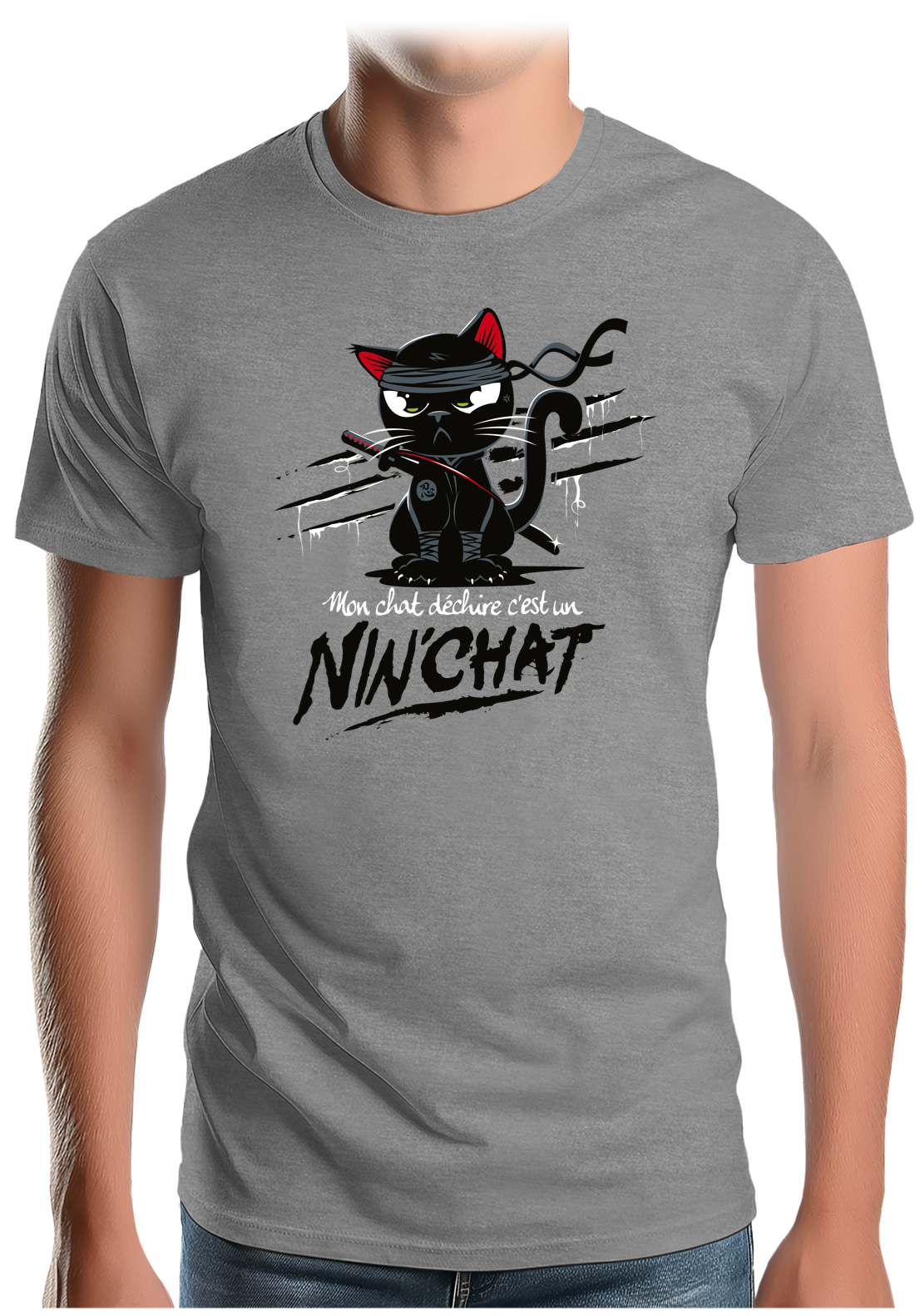 T-Shirt Homme Mon chat déchire tout c'est un Ninja