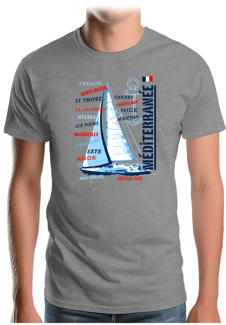 T-Shirt Homme Voilier cote méditerranée