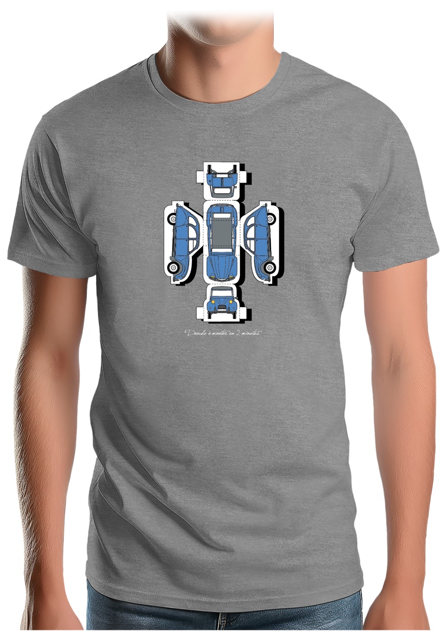 T-Shirt Homme Voiture 2CV en kit à construire