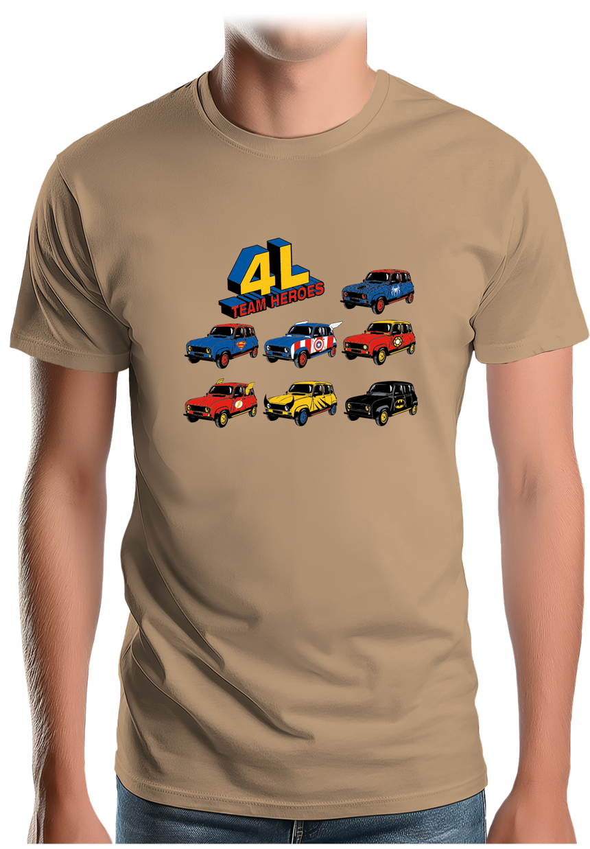 T-Shirt Homme Voiture 4L Team super héros
