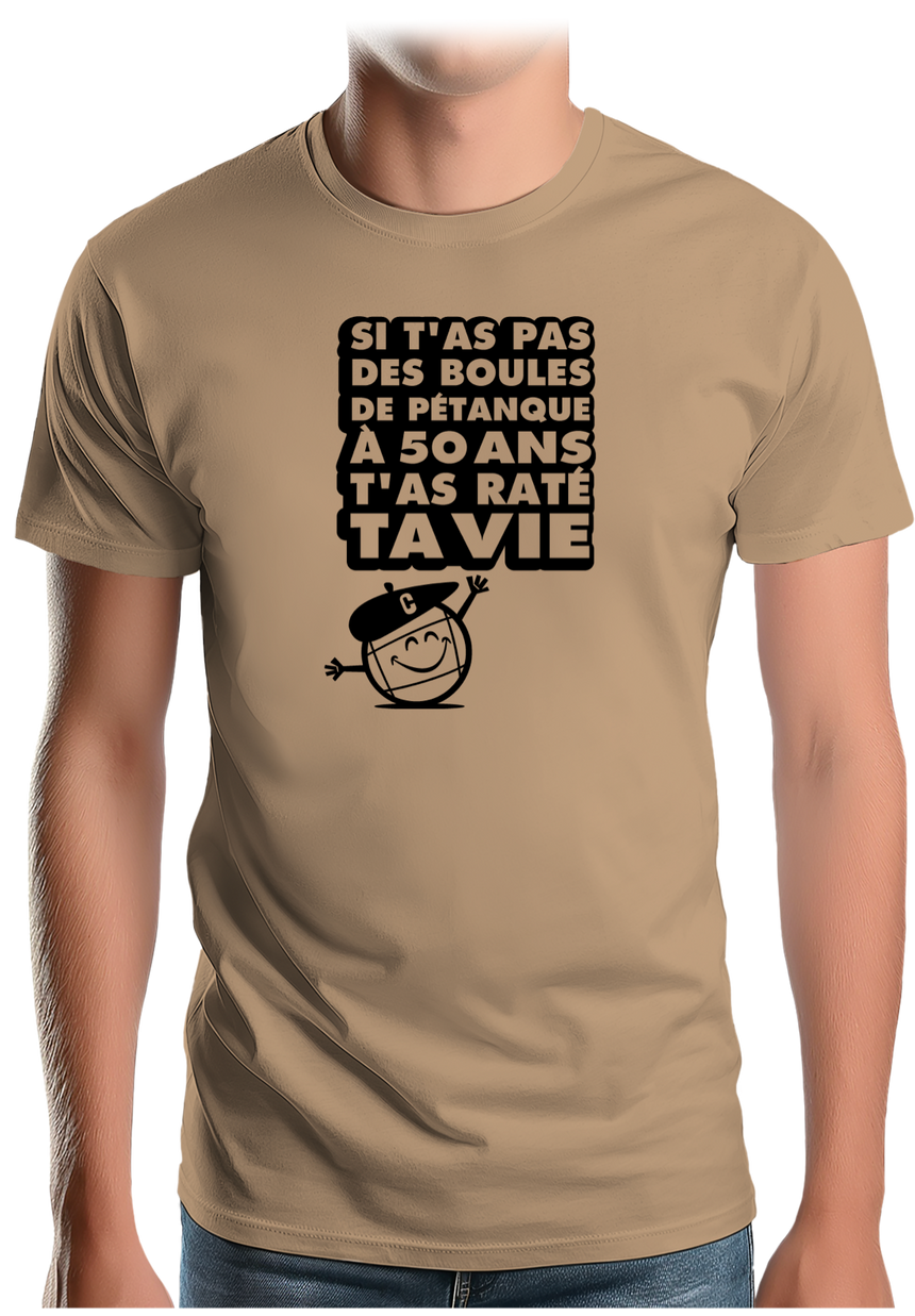 T-Shirt Homme Les boules de pétanque à 50 ans