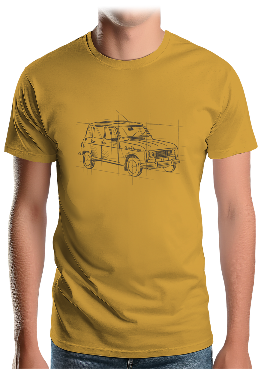 T-Shirt Homme Voiture 4L en dessin