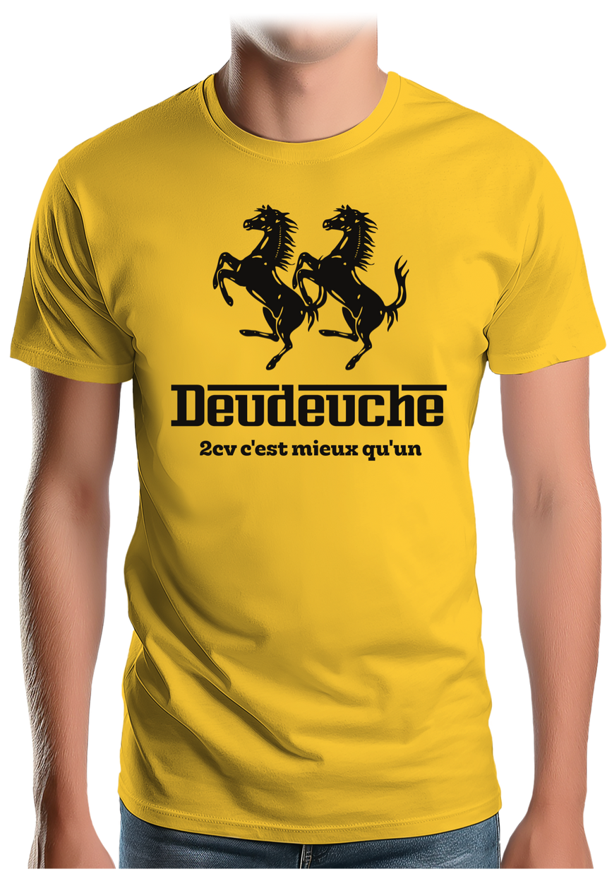 T-Shirt Homme Deux 2CV mieux qu'un cheval cabré
