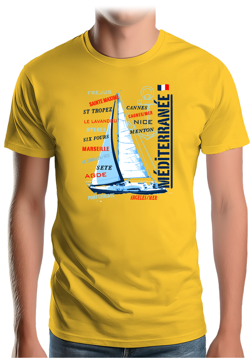 T-Shirt Homme Voilier cote méditerranée