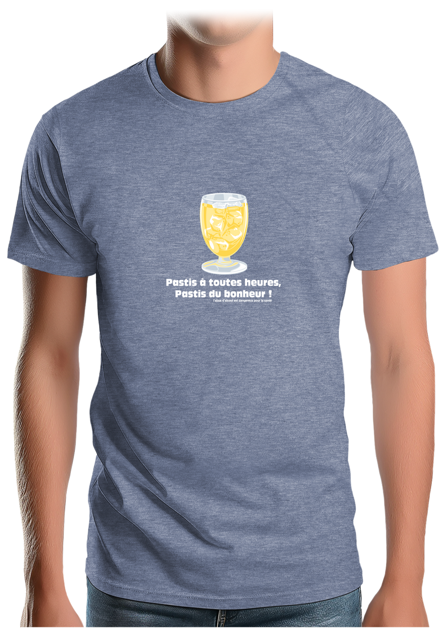 T-Shirt Homme Alcool Pastis à toute heures, pastis du bonheur