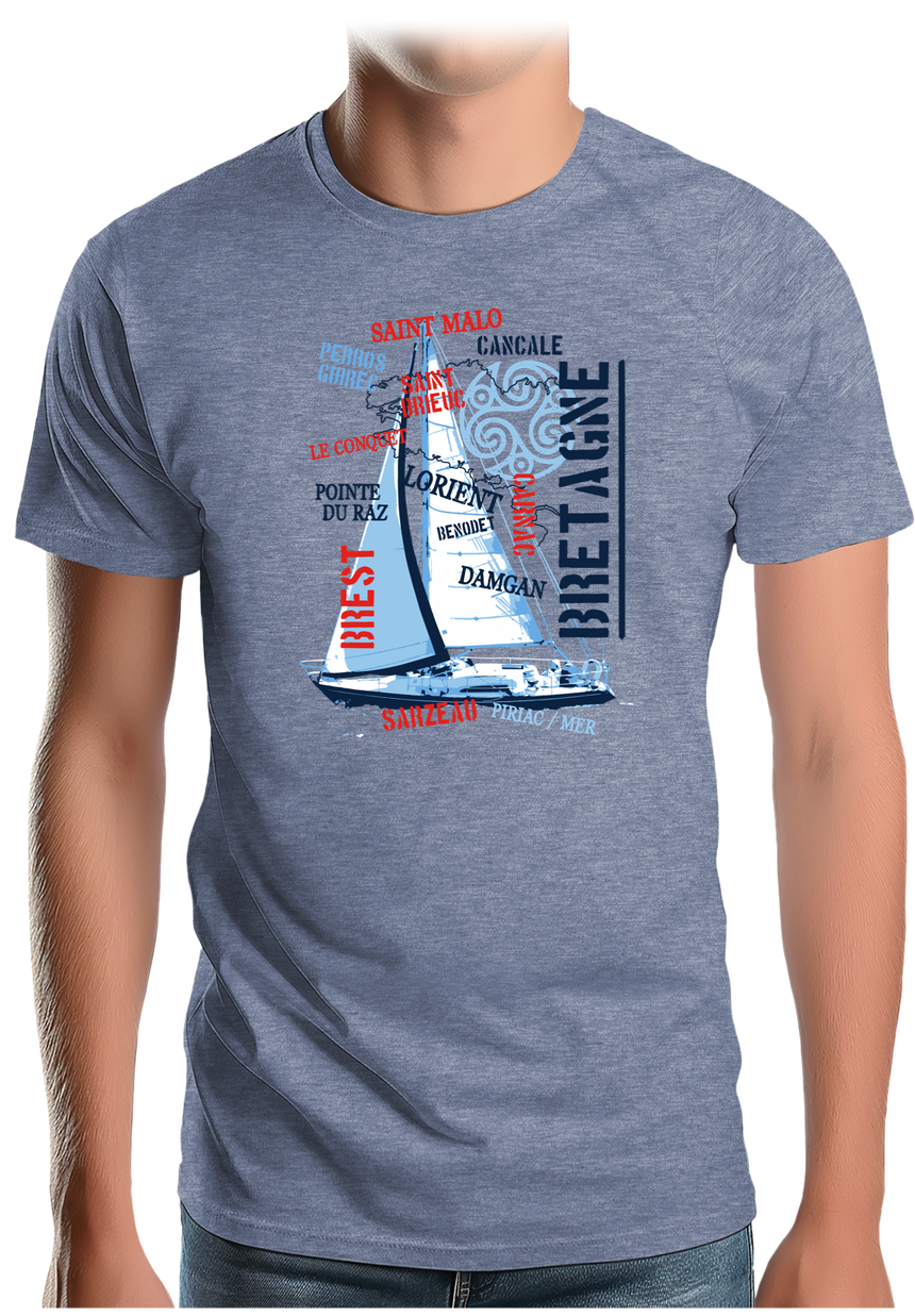 T-Shirt Homme Bateau Voilier Bretagne