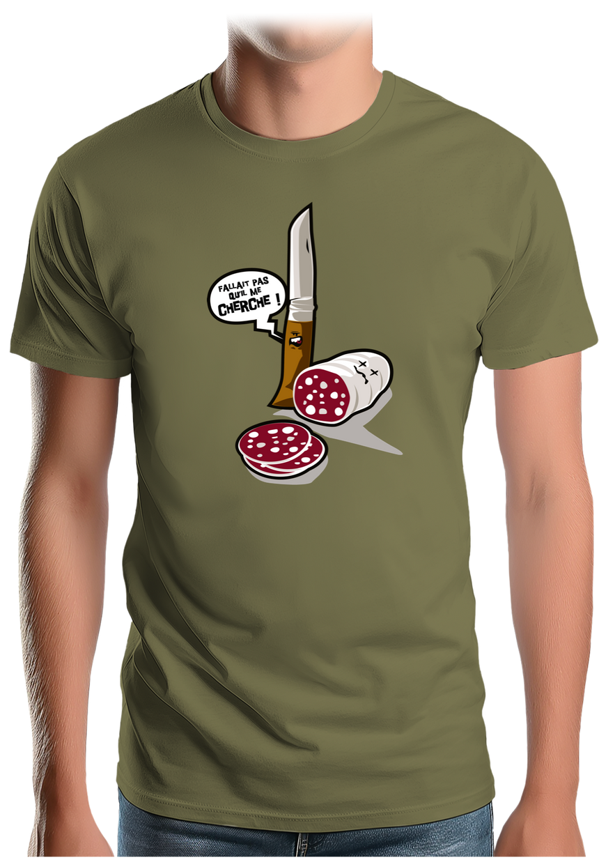 T-Shirt Homme Fallait pas saucisson VS couteau de Savoie