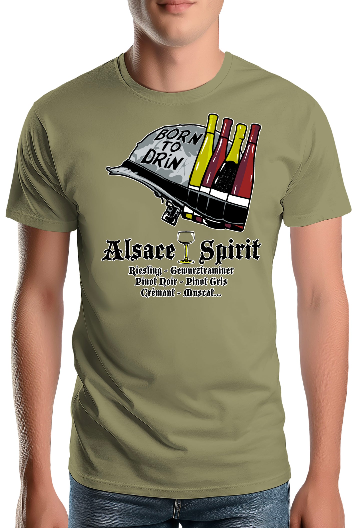 T-Shirt Homme Born To Drink Alsace Spirit