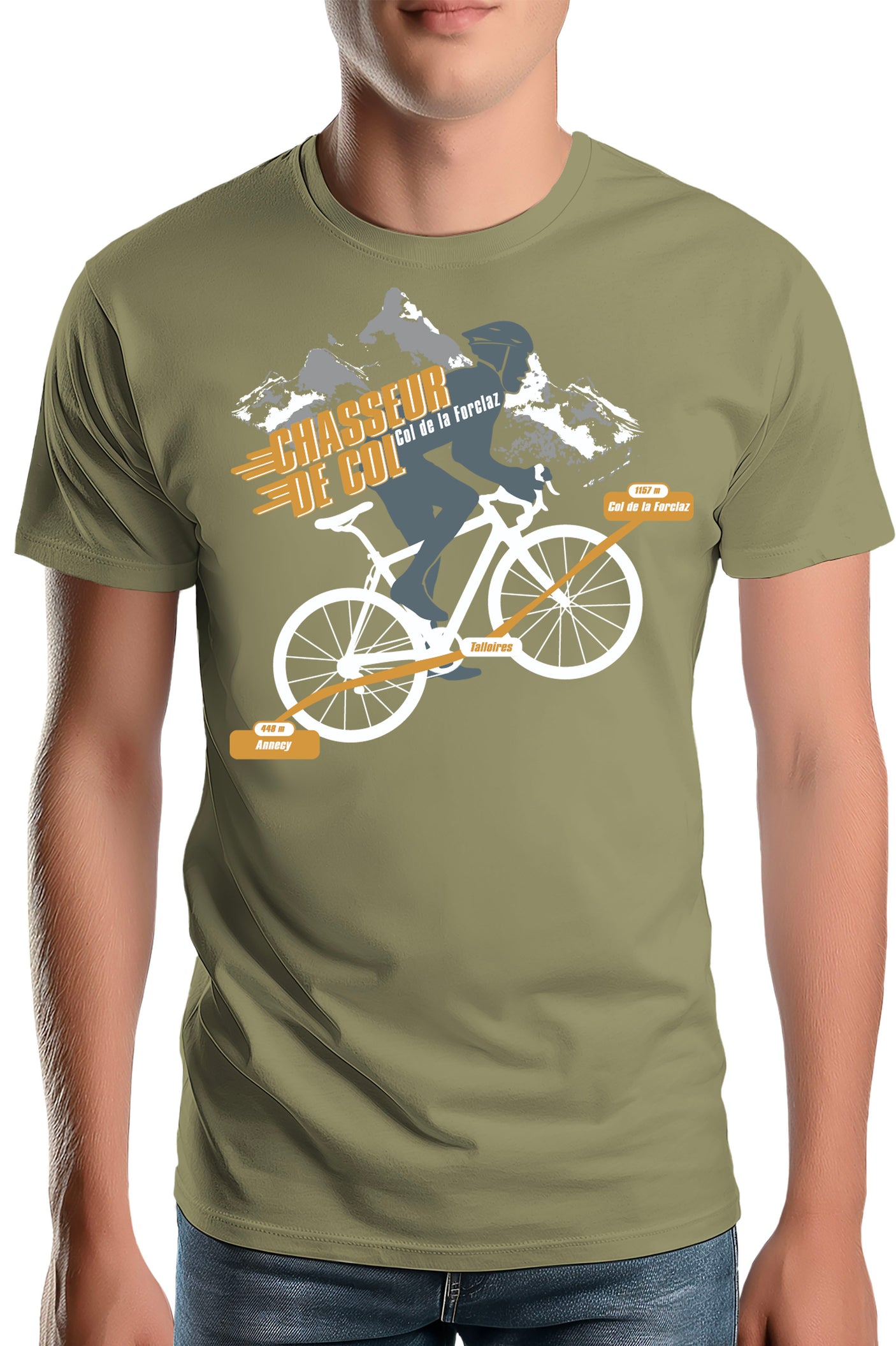 T-Shirt Homme Vélo Chasseur de Col Forclaz