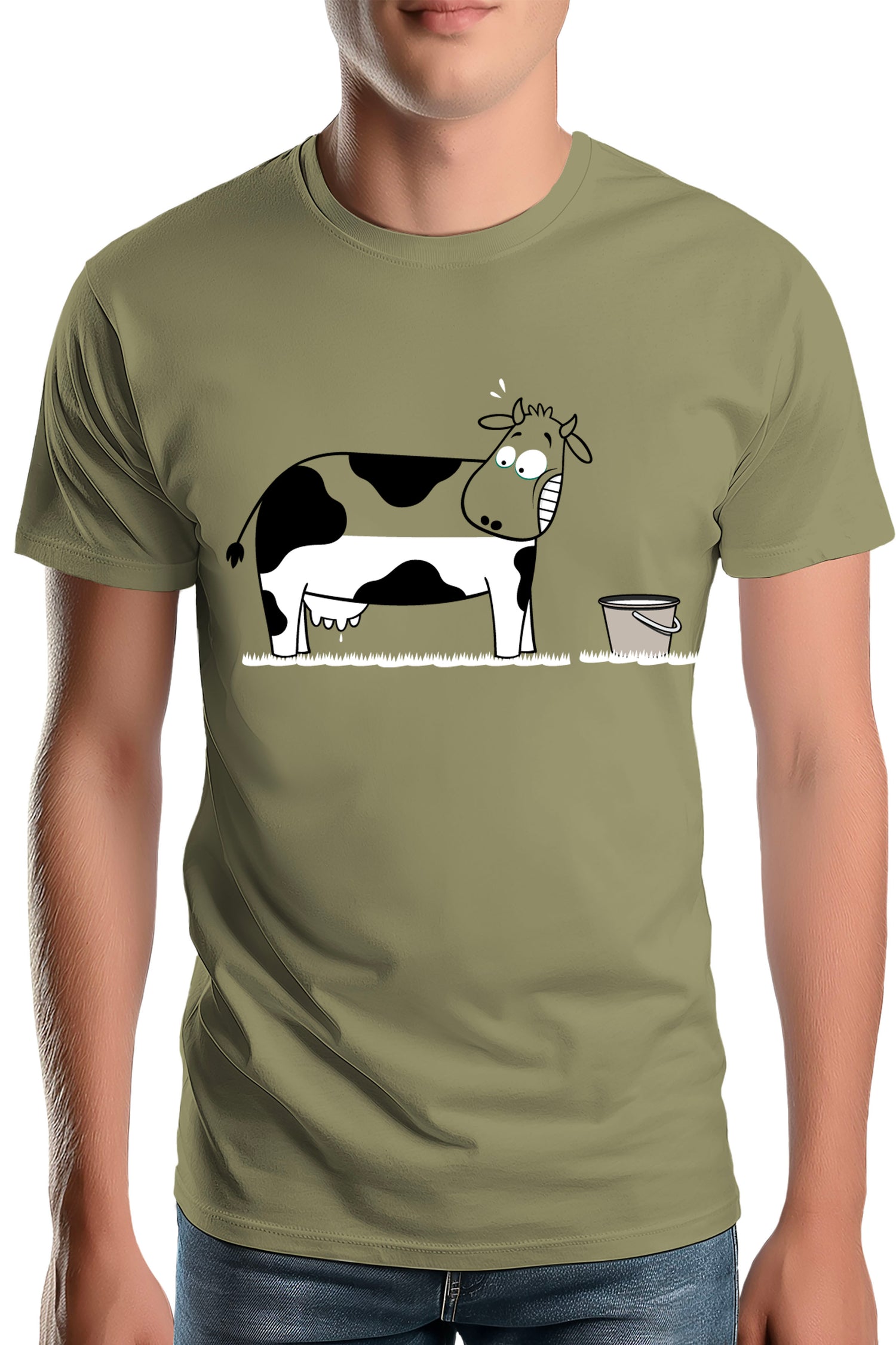 T-Shirt Homme Vache à moitié pleine de lait