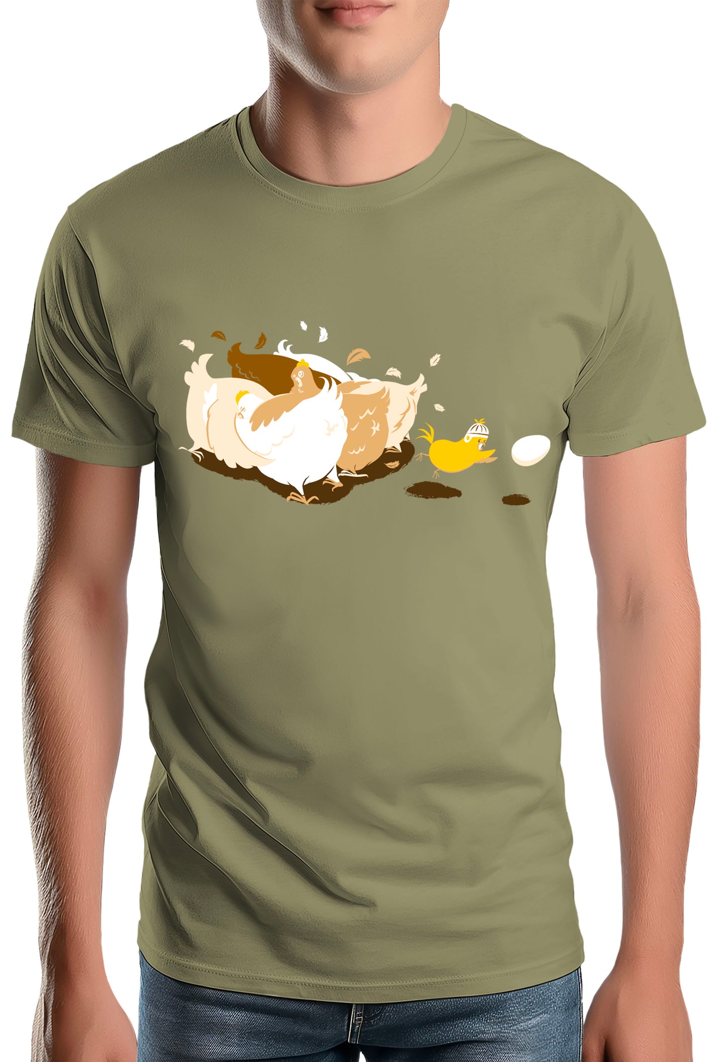 T-Shirt Homme Poule et poussin qui jouent au rugby