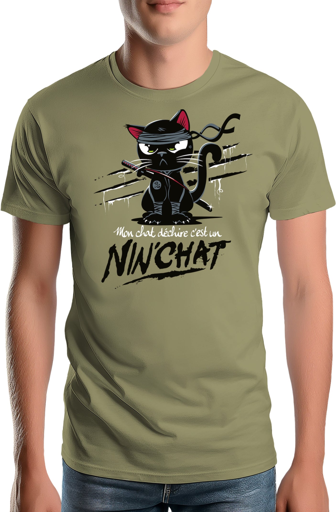 T-Shirt Homme Mon chat déchire tout c'est un Ninja