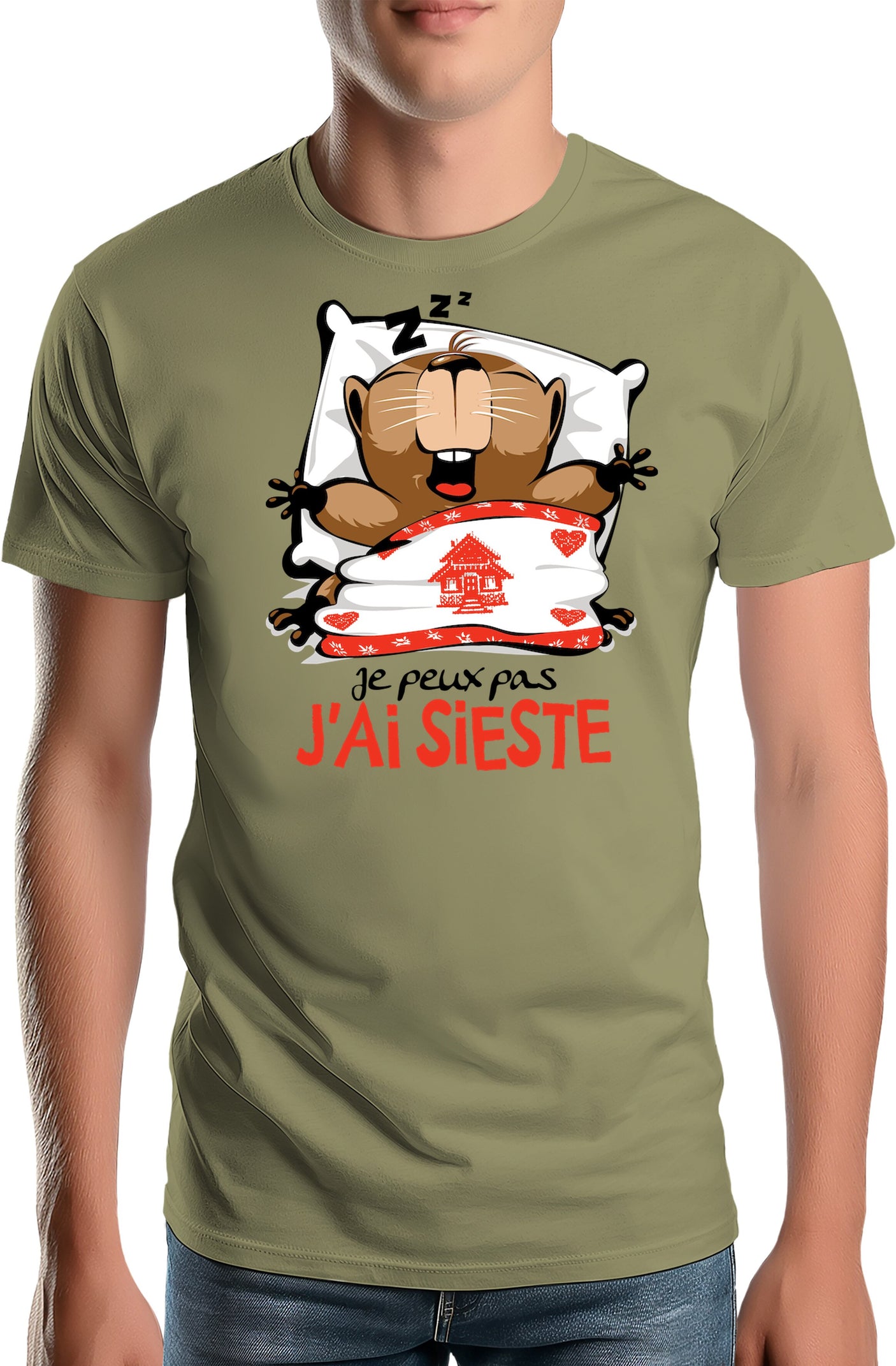 T-Shirt Homme Je peux pas j'ai sieste marmotte